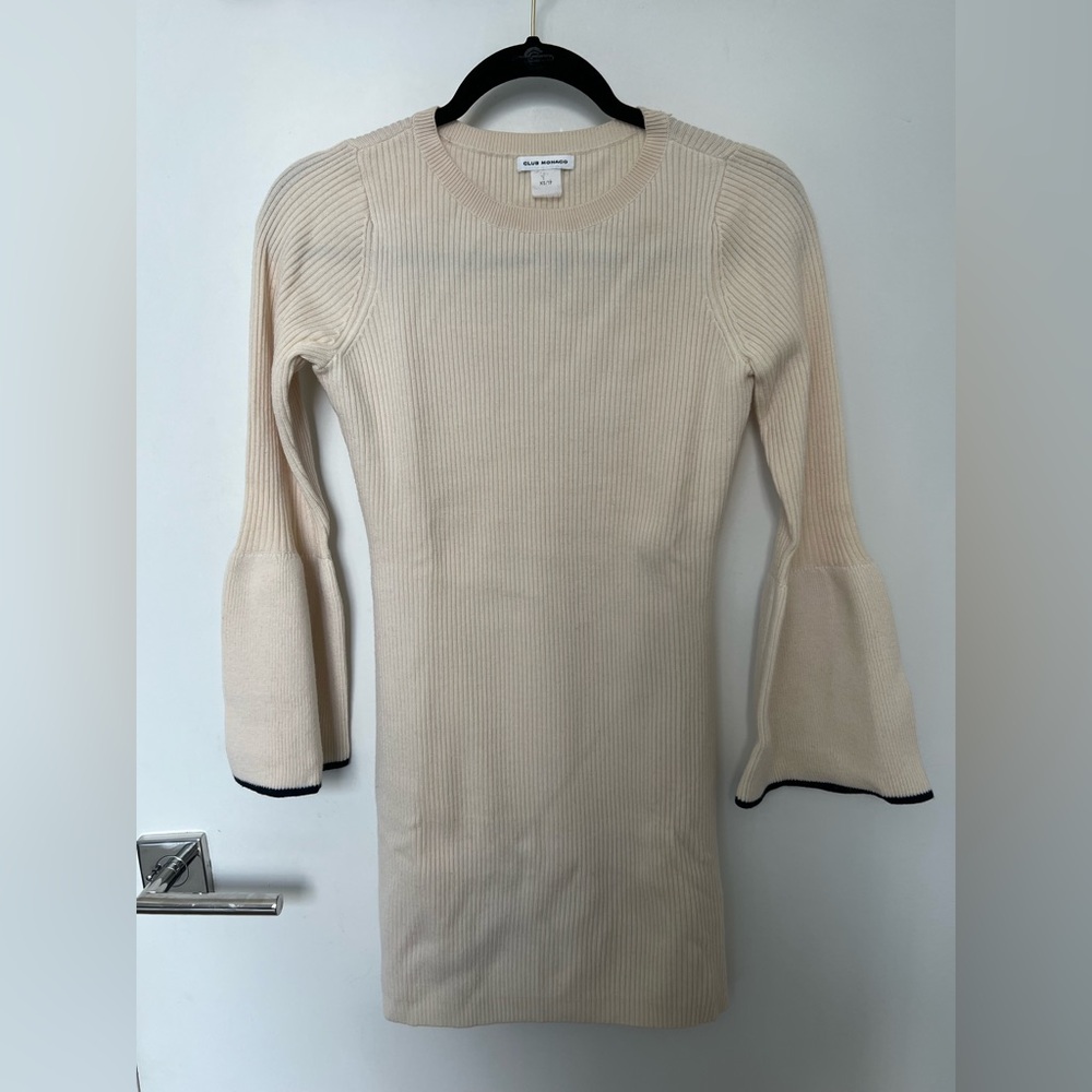 Club Monaco Cream Long Sleeve Dress